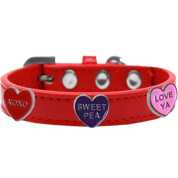 Conversation Hearts Widget Dog CollarRed Size 12, Mirage Pet Products, Mfr#: 631-30 RD12